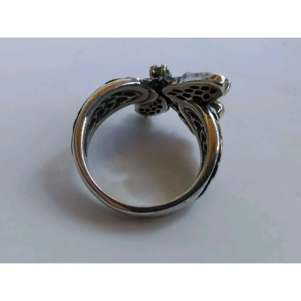 Carolyn Pollack NEW Sterling Silver Abalone Amethyst & Peridot Dragonfly Ring 8